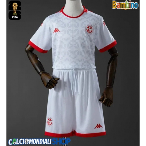 Maglie da calcio Tunisia Seconda Maglia Bambino Mondiali 2026  Manica Corta + Pantaloni corti)